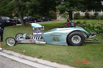 A 1932 Bantam owned by Mike Grunte with the Ackwood Auto Parts logo on it